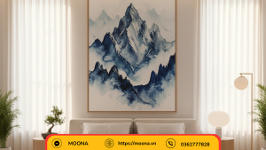 Cách treo tranh canvas núi trong phòng ngủ giúp thư giãn tối đa 