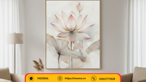 Tranh canvas hoa sen hợp phong cách nội thất