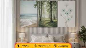 Tranh canvas tranh treo phòng ngủ chủ đề thiên nhiên, hoa lá, rừng cây treo phòng ngủ mang ý nghĩa phong thủy hài hòa